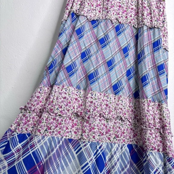 Sundance Tiered Button Front Floral Patchwork Maxi Dress Size L EUC - Picture 12 of 13